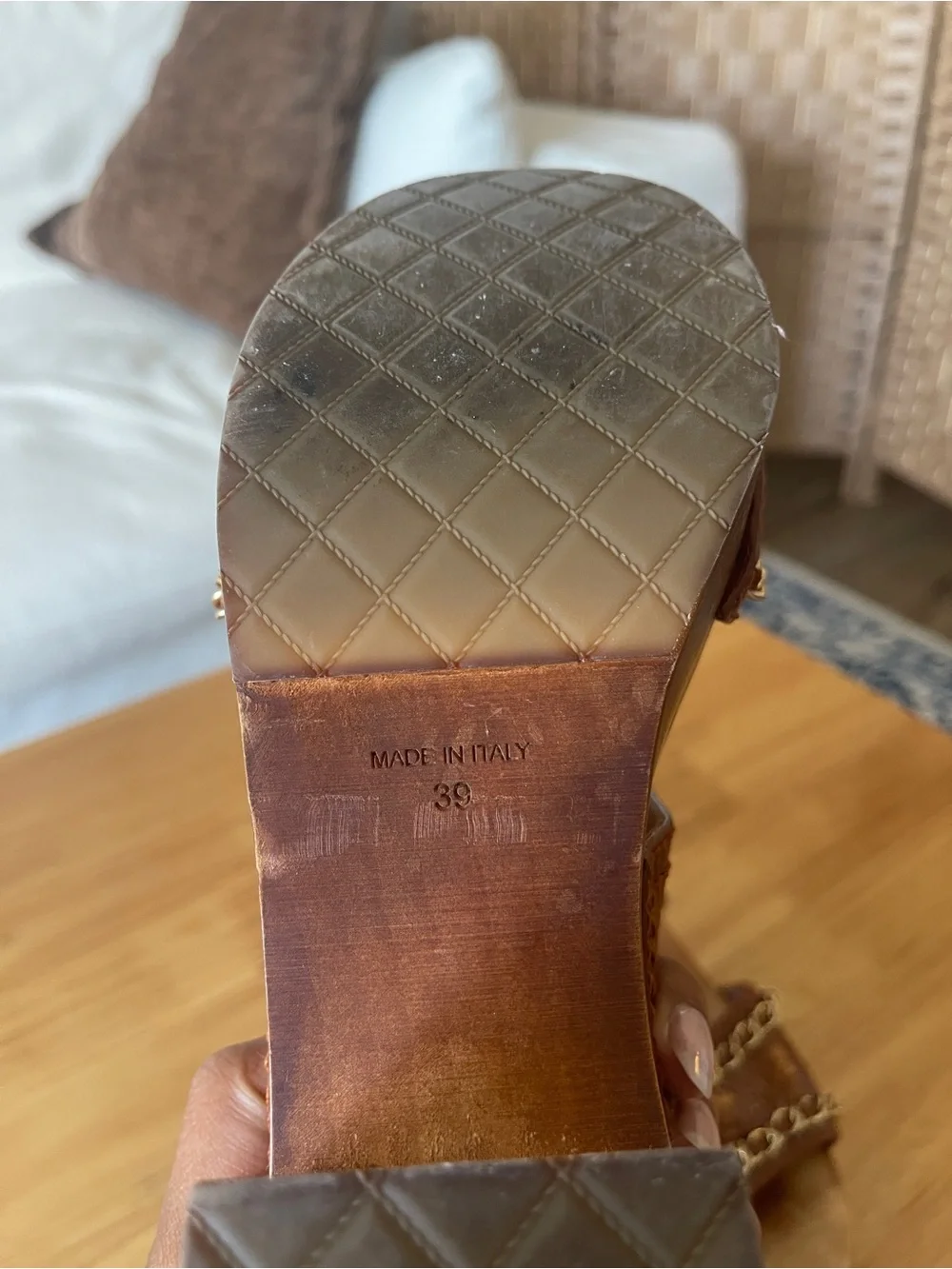 Chanel wooden platform sandals